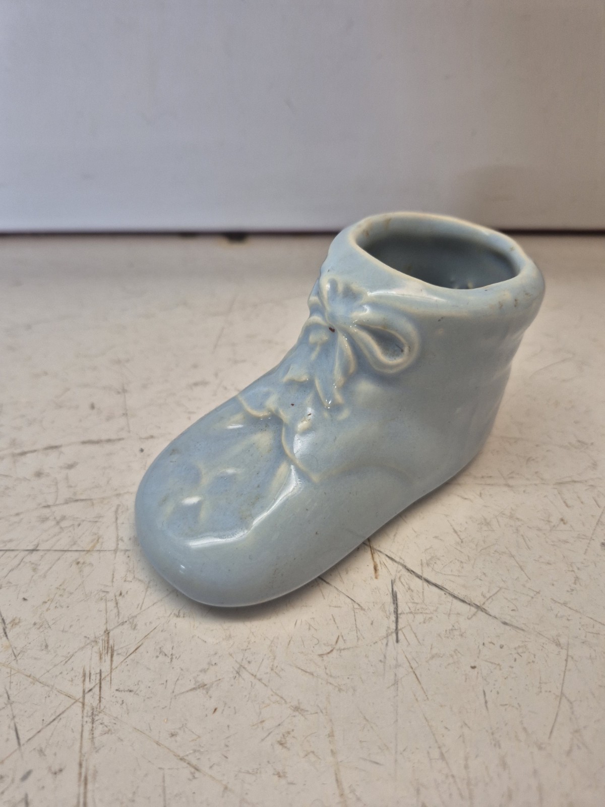 Shawnee Shoe Planter Rare Vintage 1940's Pottery Baby Blue Bootie Ceramic 