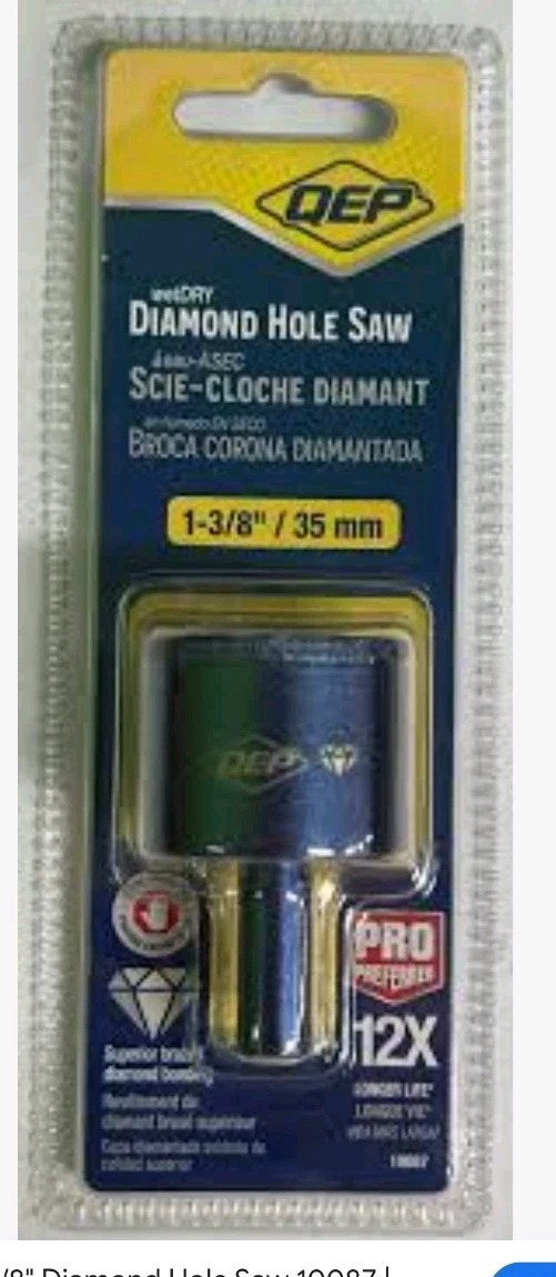 QEP 1-3/8" / 35mm Wet/Dry Diamond Tile Hole Saw (10087) NEW SEALED