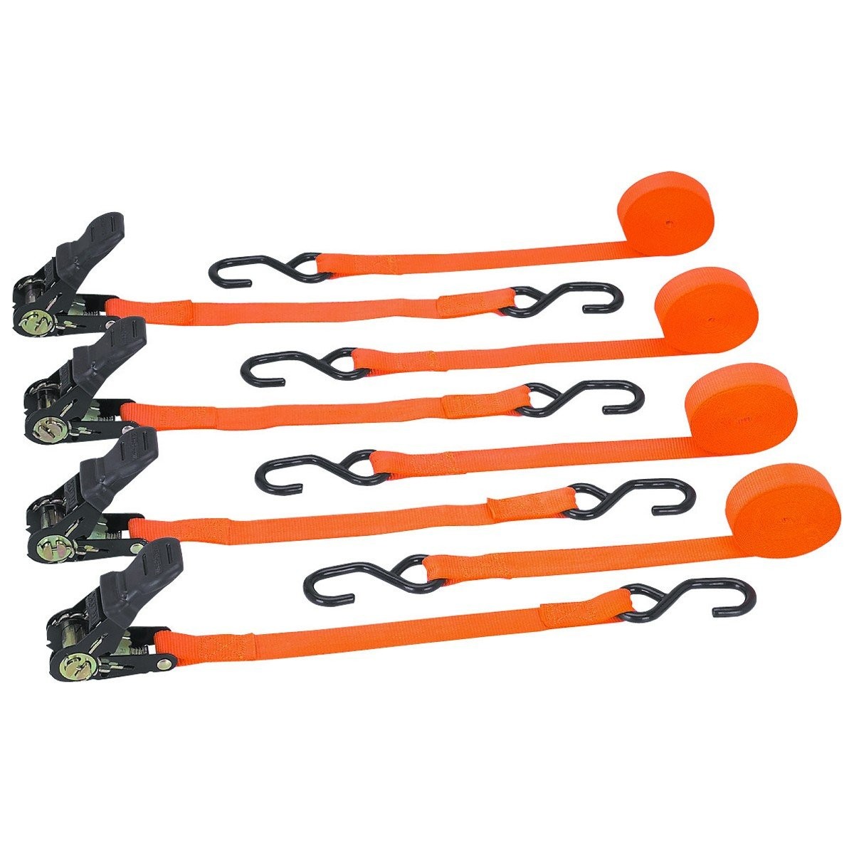 400 lb. Capacity 1 in. x 15 ft. Ratcheting Tie Downs 4 15 x 1 in., Orange 
