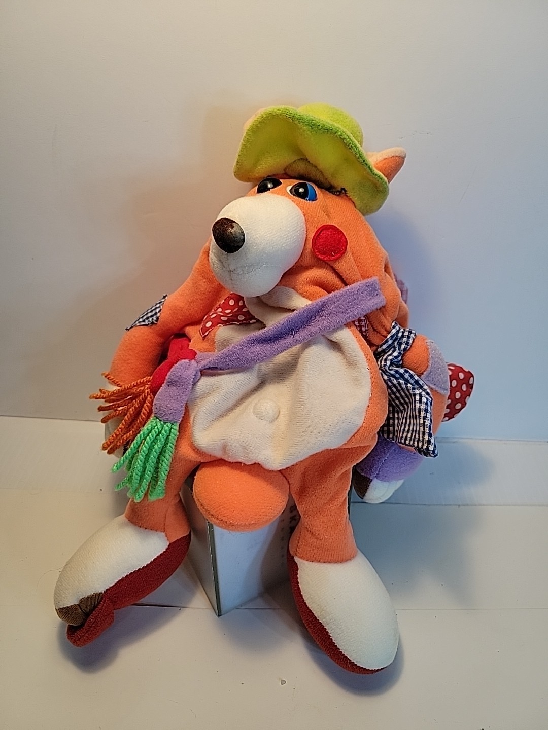 Krumples Play Group 1985 Inc Dog  Orange And Purple Reversible Plush 0487