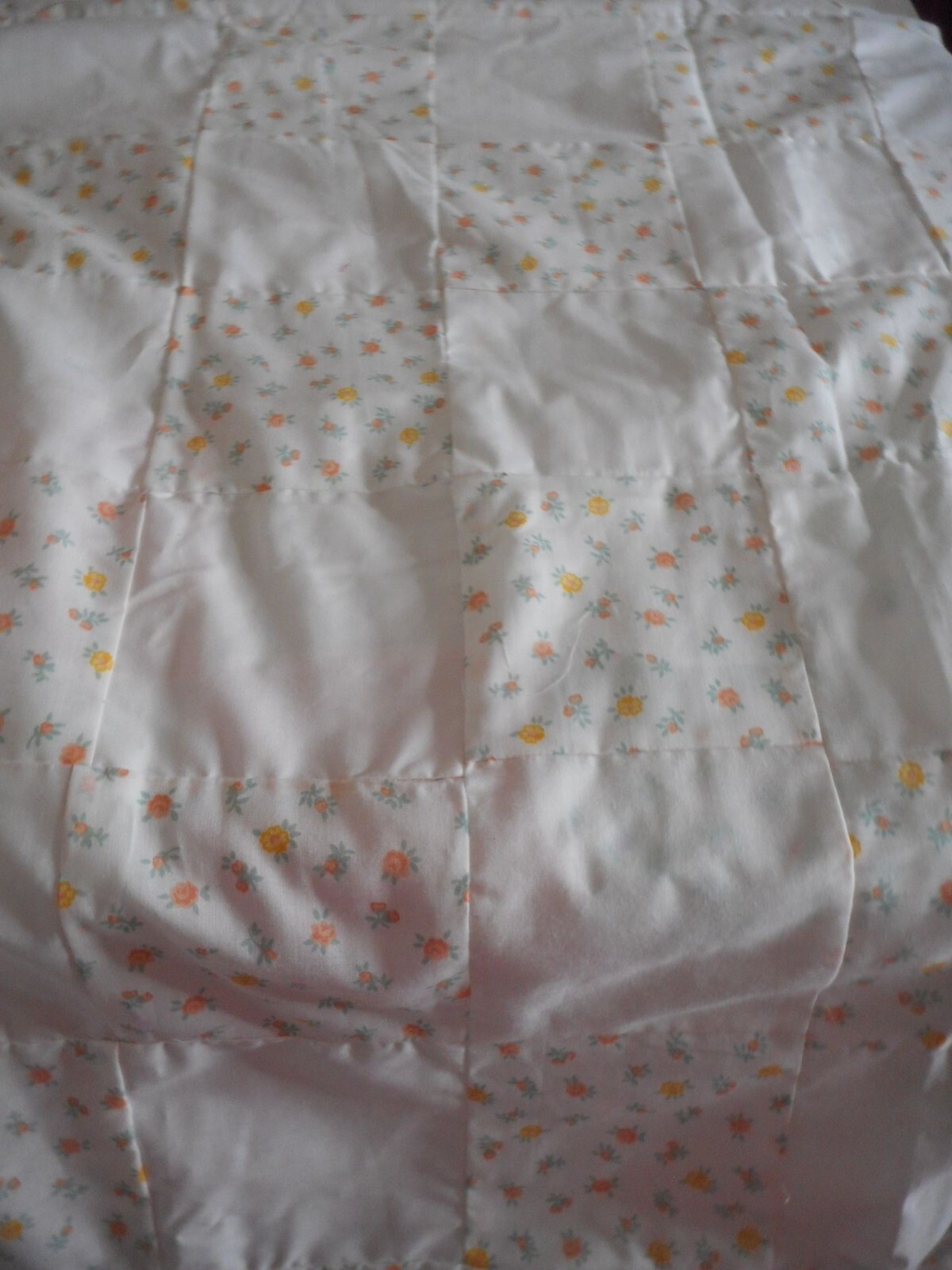 Floral patchwork Quilt top Quilted square Estate find  80 x 40 " unfinished twin