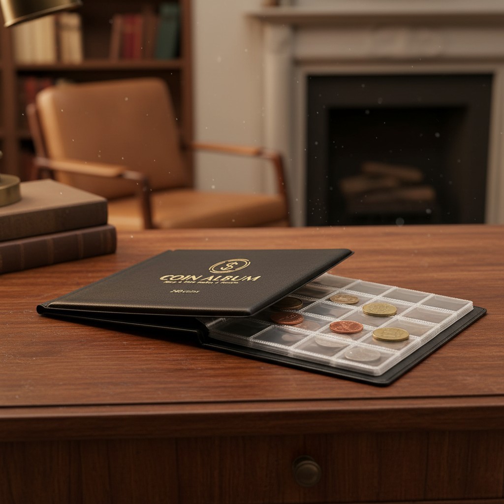Eco-Friendly Coin Collection Album with 240 Pockets – Elegant Black Design