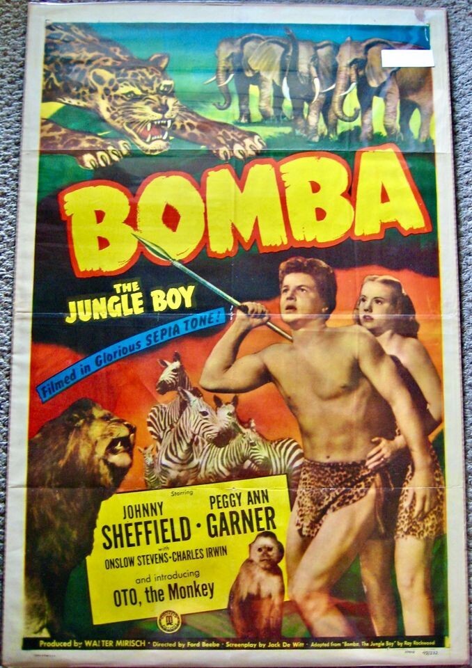 RARE VINTAGE ORIGINAL ONE SHEET POSTER 1949 "BOMBA THE JUNGLE BOY"