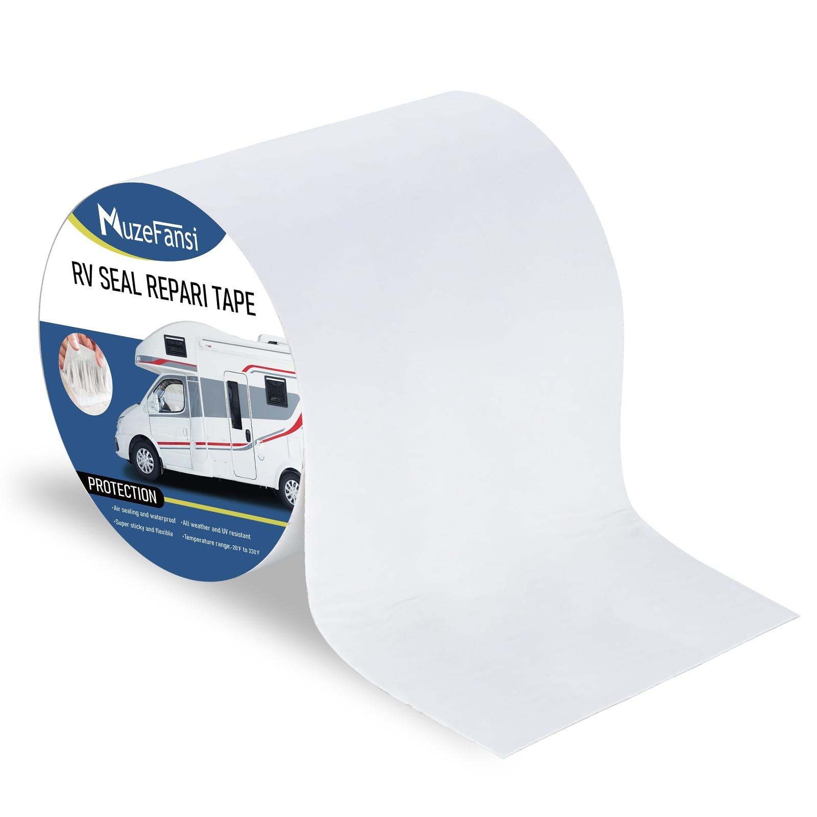 MuzeFansi RV Roof Tape 6 Inch X 50 Feet 1Pack, UV & Weatherproof White RV Sea...