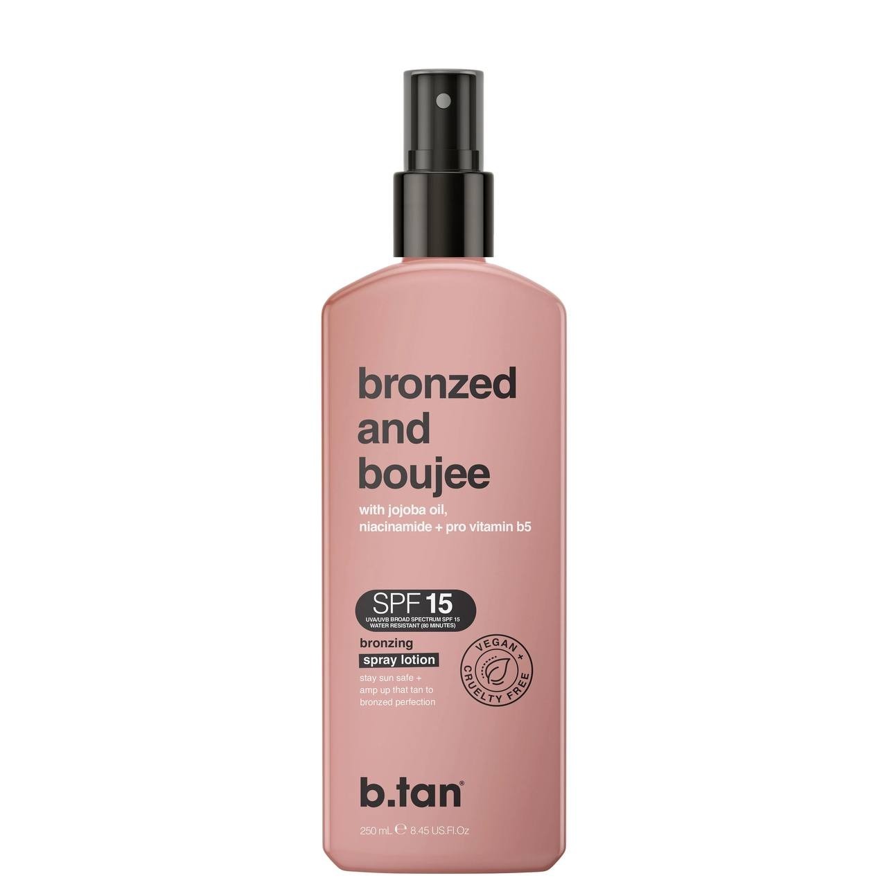 b.tan Bronzed & Boujee Bronzing Spray Lotion SPF15 Self Tanner 8.45oz