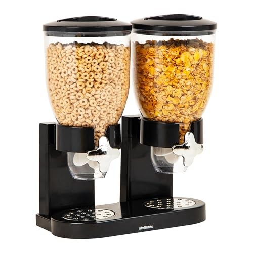  Double Cereal Dispenser for Countertop, 2 x 2L Airtight Containers, Black