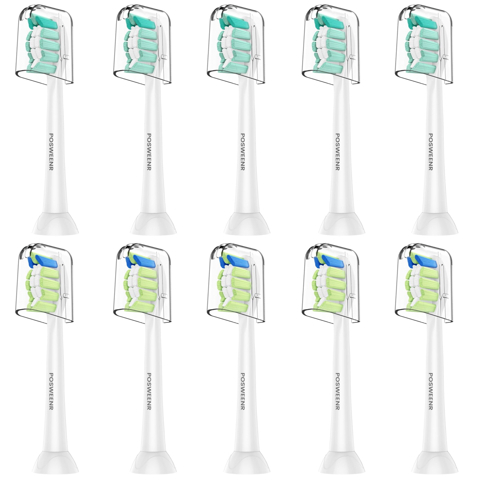 POSWEENR Replacement Toothbrush Heads Compatible 1 Count (Pack of 10), White 