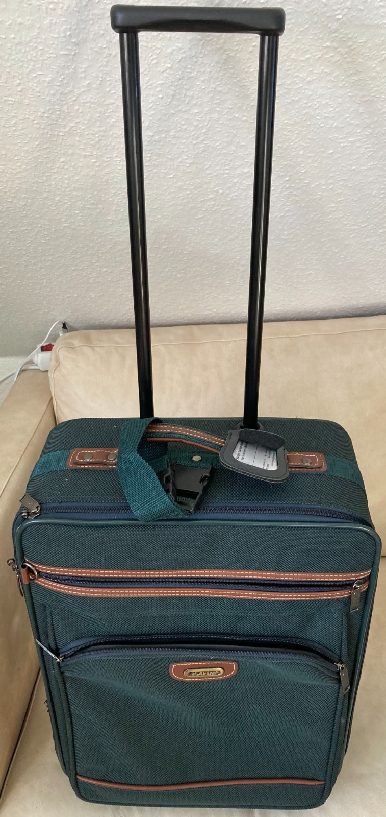 Airline Carry-On Travel Trolly Suitcase Rolls Telescope 48x39x19 Green Fabric