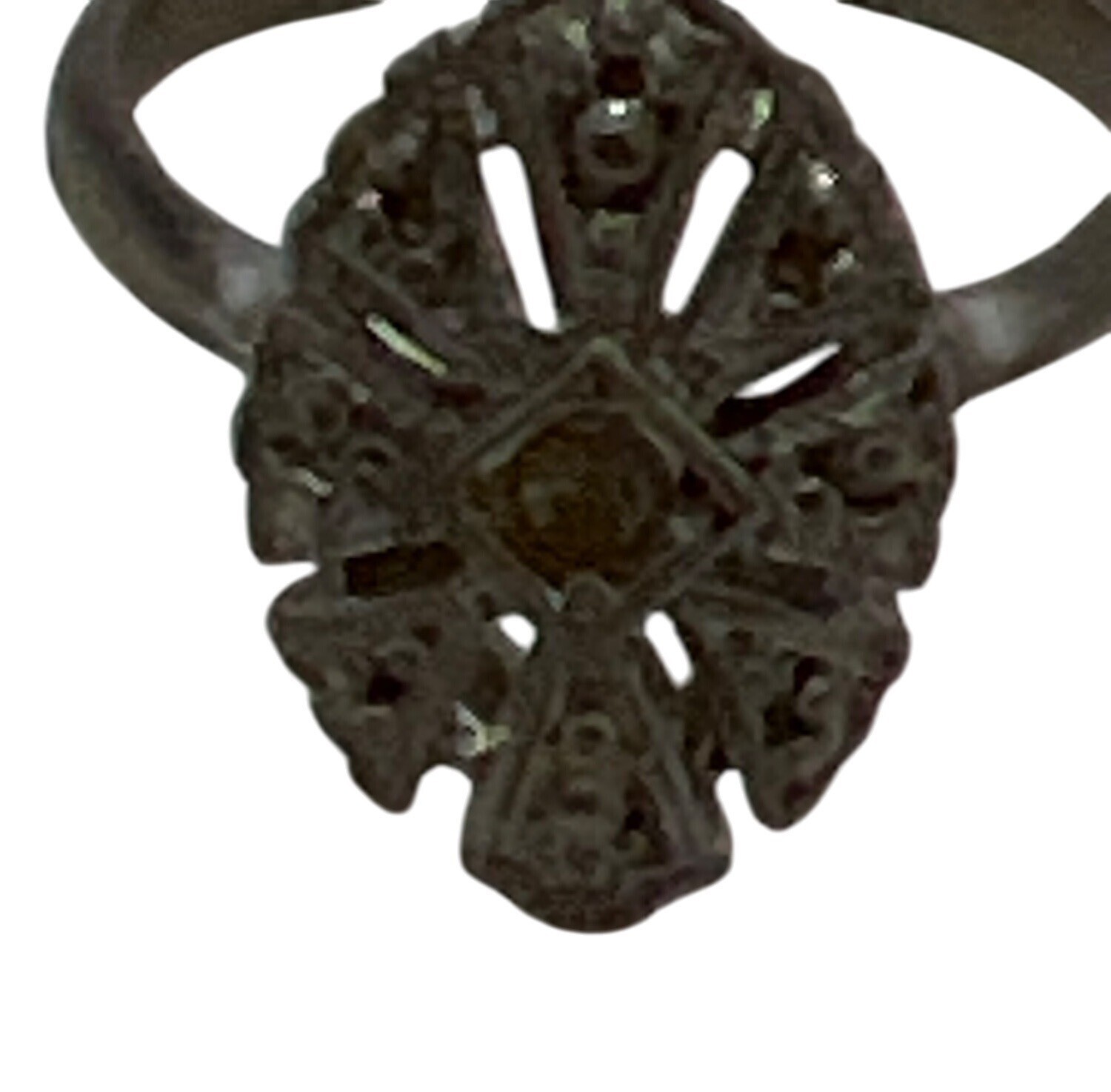 Vintage Silver-Tone Filigree Statement Ring  sz 8 3/4 Intricate Design  Gift