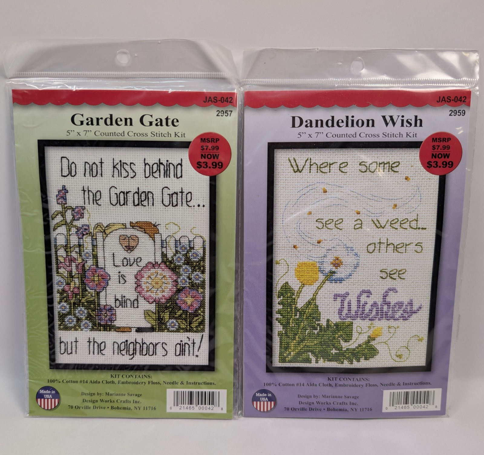 2 x Design Works Cross Stitch Kits - Garden Gate 2957 & Dandelion Wish 2959