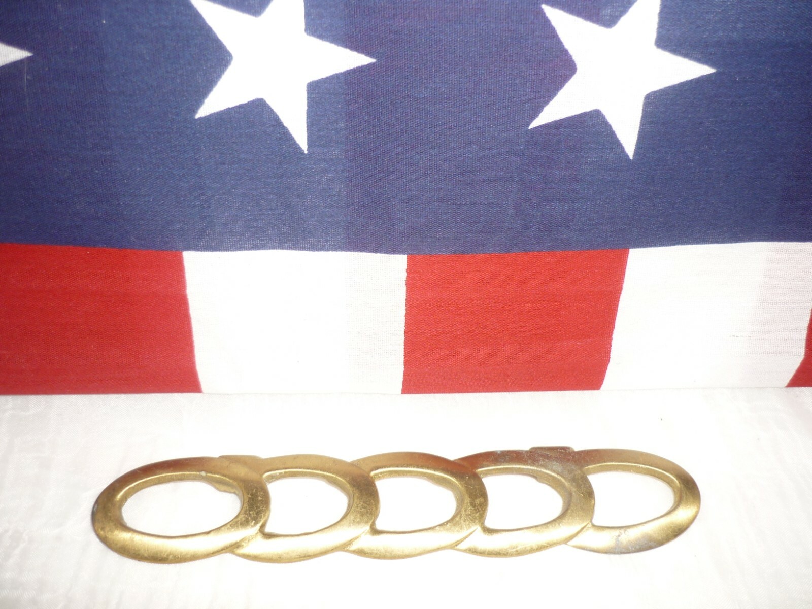 Intertwined Ovals 7" Solid BRASS Dresser Drawer Pull, Retro Handle Mid Century