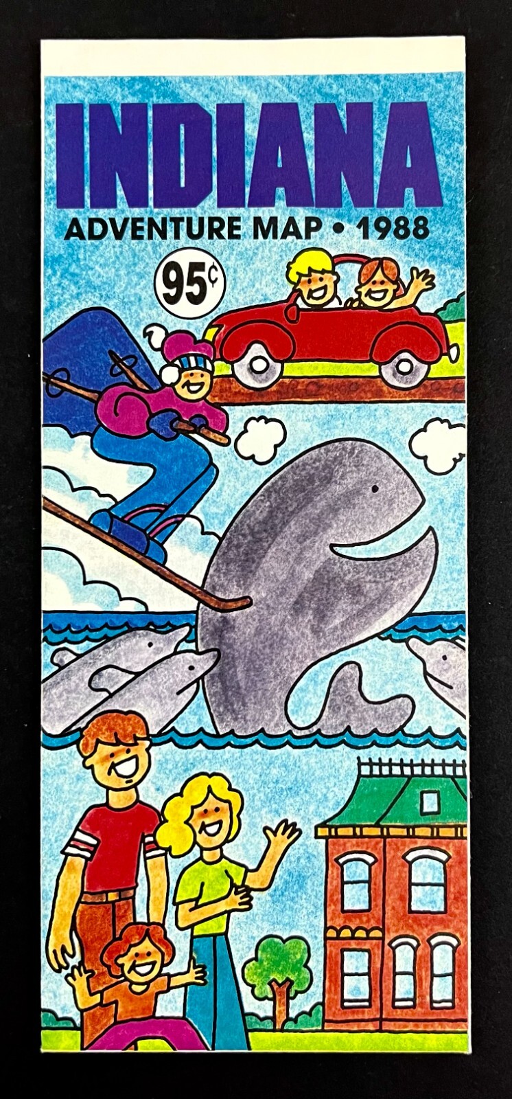 1988 Indiana State Adventure Map Vintage Travel Brochure Regional Tourist Guide