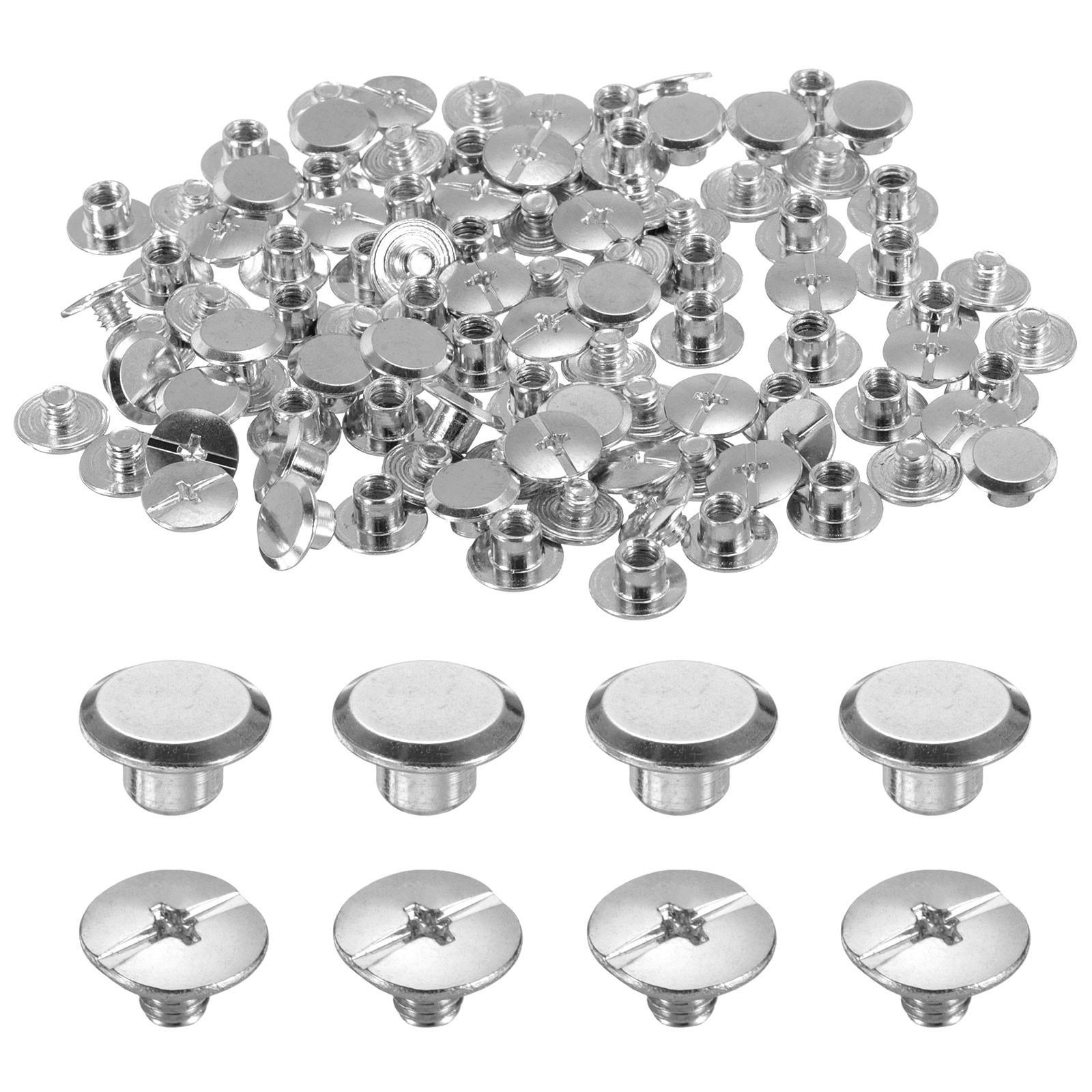 50X M5 x 4mm Chicago Screw Metal Stud Screw Rivets for Leather Silver