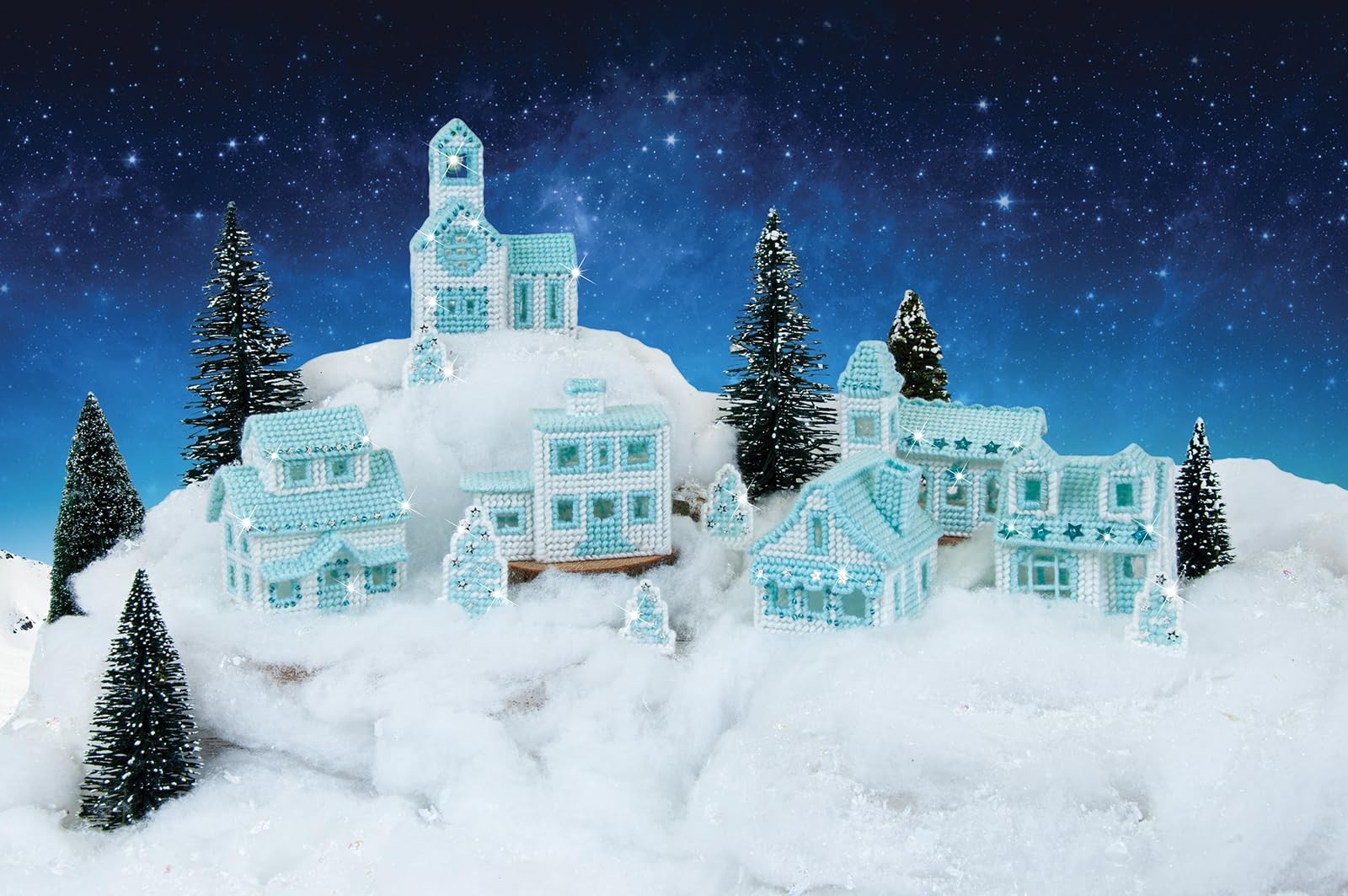 Snowy Christmas Village Plastic Canvas Kit