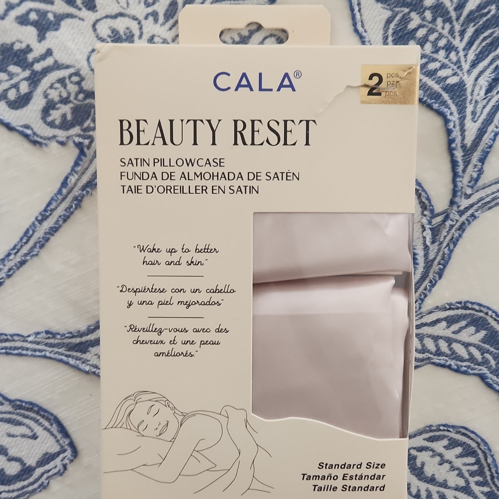 Cala Satin Pillowcases Set Of 2 Standard Size Nude