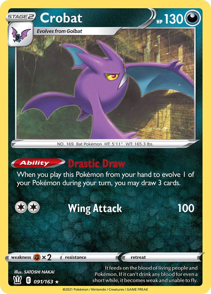 Crobat 091/163 Holo R Battle Styles Pokemon Reverse Holo NM/M