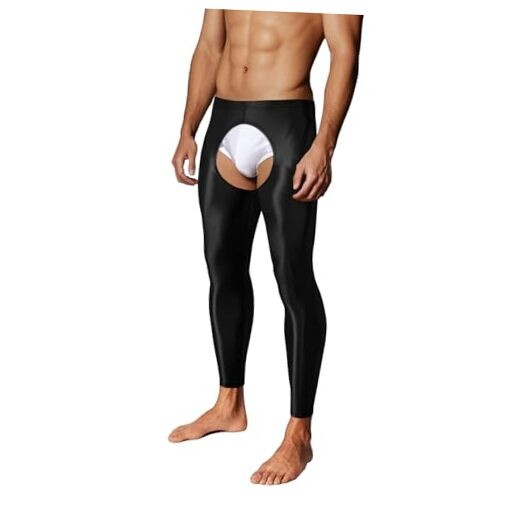 ZONBAILON Men's Thermal Pants, Shiny Fabric with Nylon-Spandex XX-Large 1*black