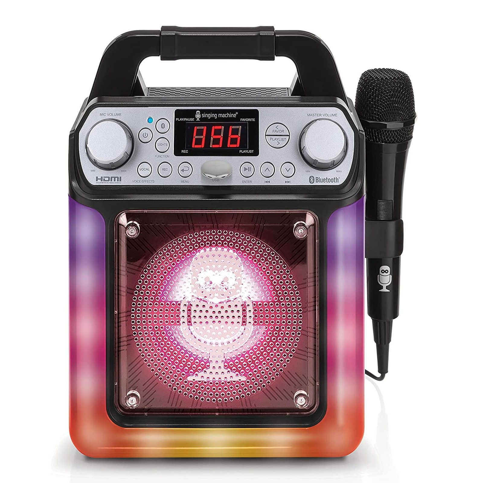 Portable Karaoke Machine with Wired Mic, Bluetooth, LED Lights - For Adults &...