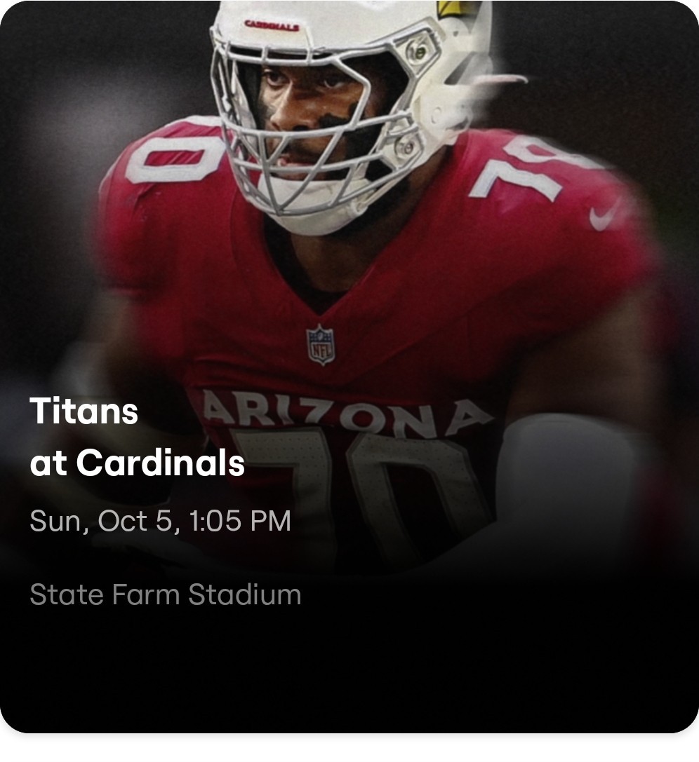 4 TICKETS NFL Game Lower Level  Aisle Seats  AZ Cardinals VS TN TITANS Oct 5, 25