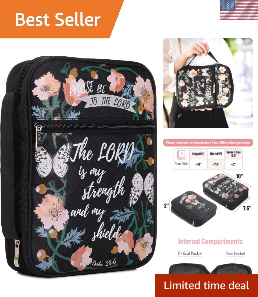 Elegant Canvas Bible Cover with Storage & Handle