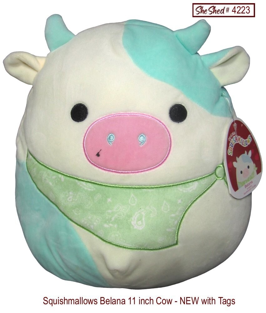 Squishmallows Belana 11 inch Cow w/ Green Bandana NWT Plush Toy Stuffed Animal
