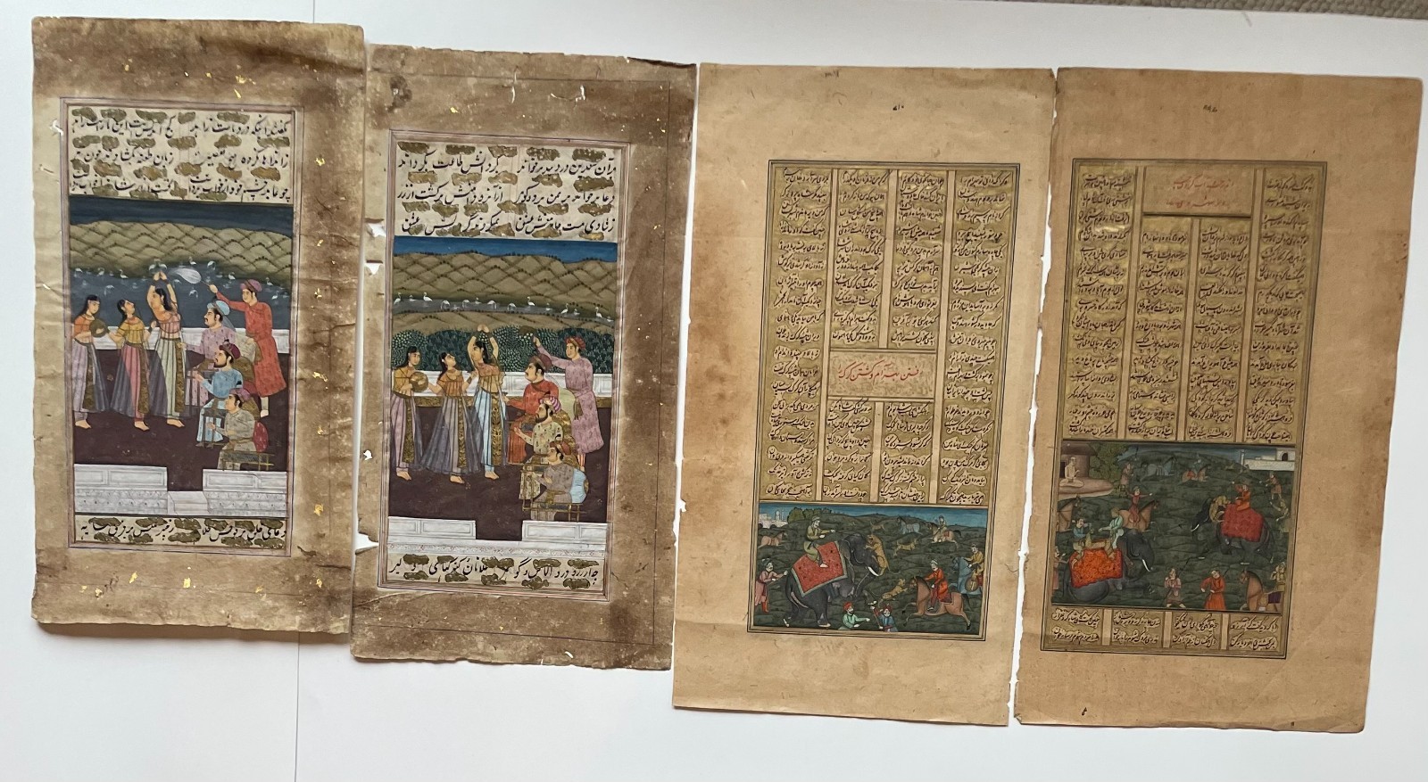 COLLECTION 4  INDO-PERSIAN MUGHAL GOLD MANUSCRIPT PAGES / MINIATURE PAINTING