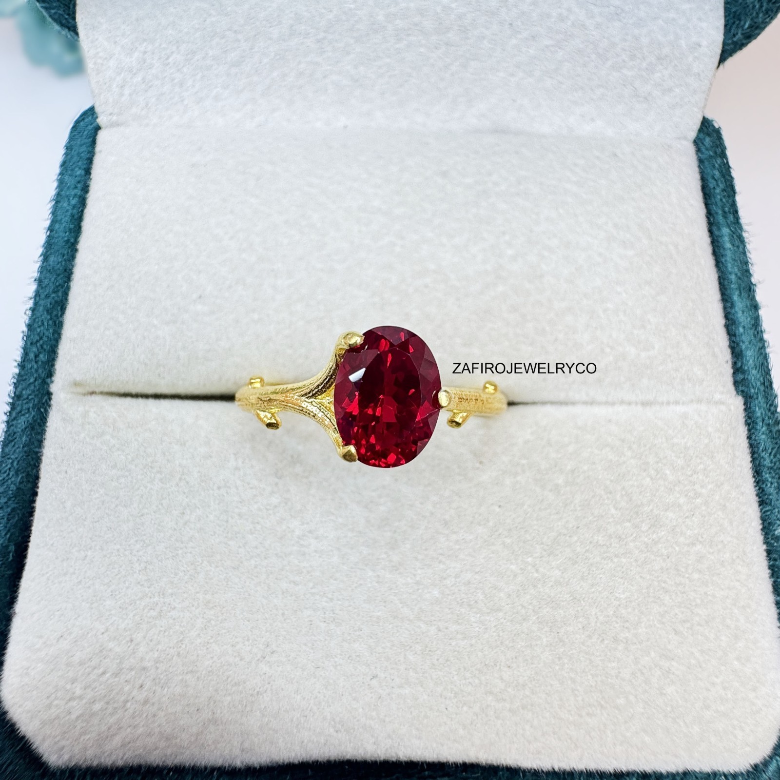 Ruby Ring, 925 Sterling Silver, Solitaire Ring, Birthstone Rin, Lab Created Ruby