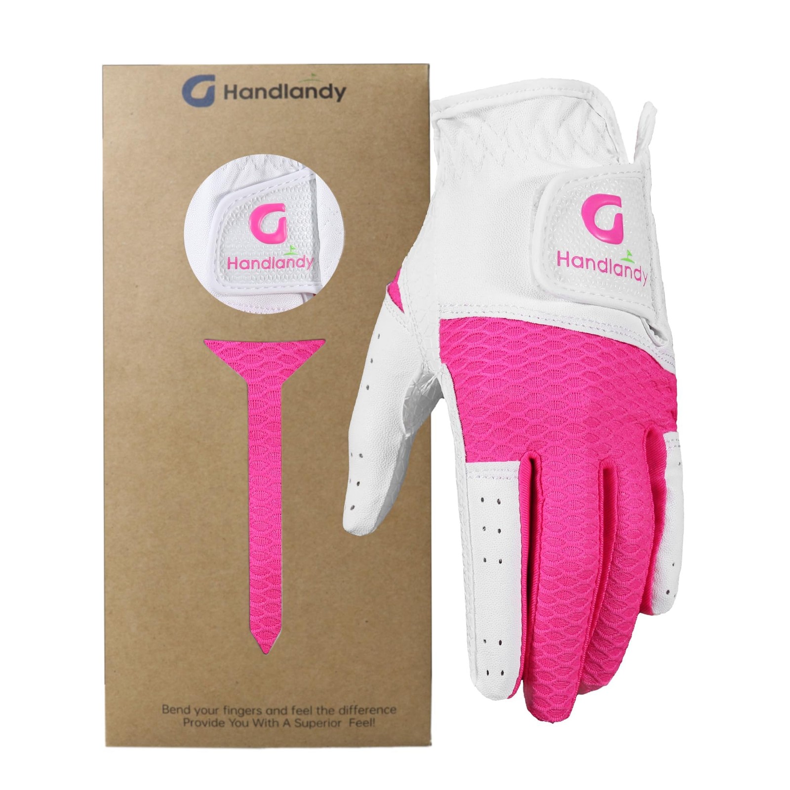 HANDLANDY Youth Golf Glove, Left Hand Kids Gloves Small (Age 4-6), Pink 
