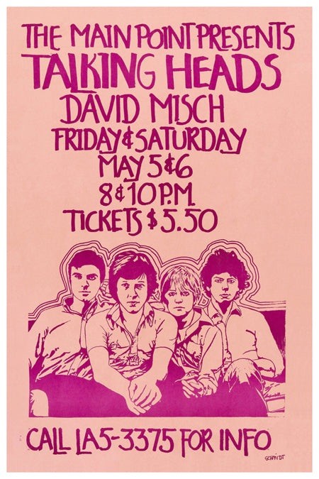 Talking Heads Concert Poster The Main Point May 5 6 8&10PM 12x8in Metal Sign