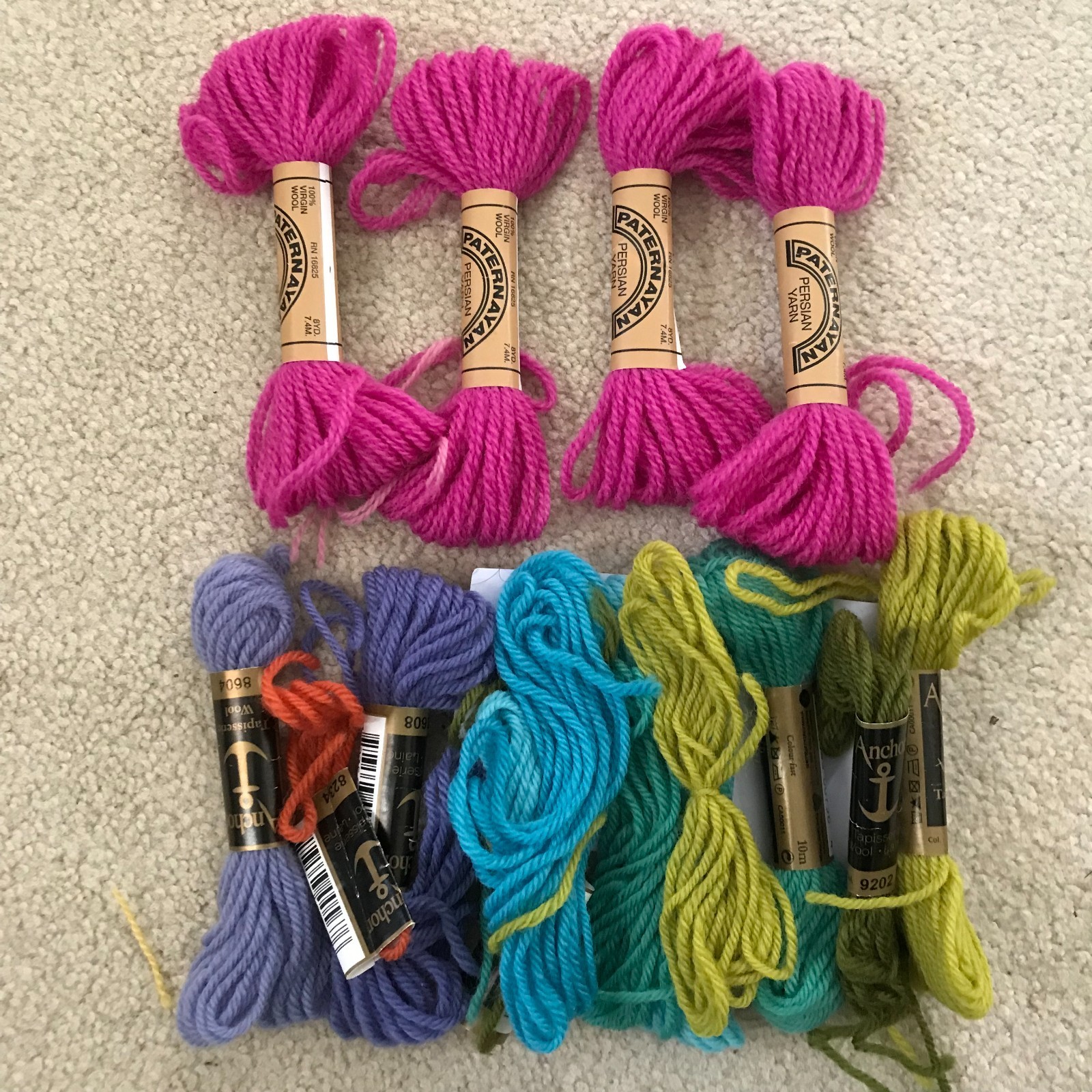 Paternayan Needlepoint Wool/Anchor Tapisserie Wool Misc. Colorful Lot