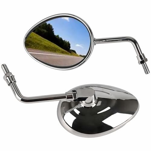 Motorcycle Rear View Mirrors, 10mm Side Mirror Replacement Accessories Chrome