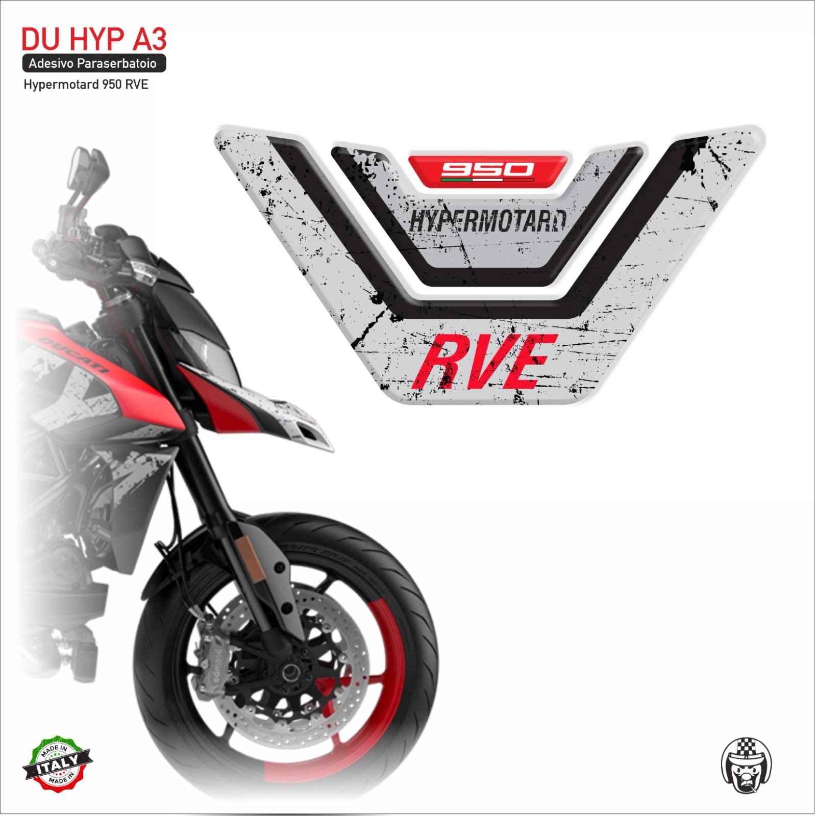 Tank Pad Resin Sticker 3D DUCATI Hypermotard 950 RVE Du Hyp A3