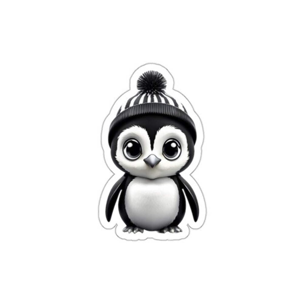 Cute Penguin Sticker, Black and White Die Cut Vinyl Decal