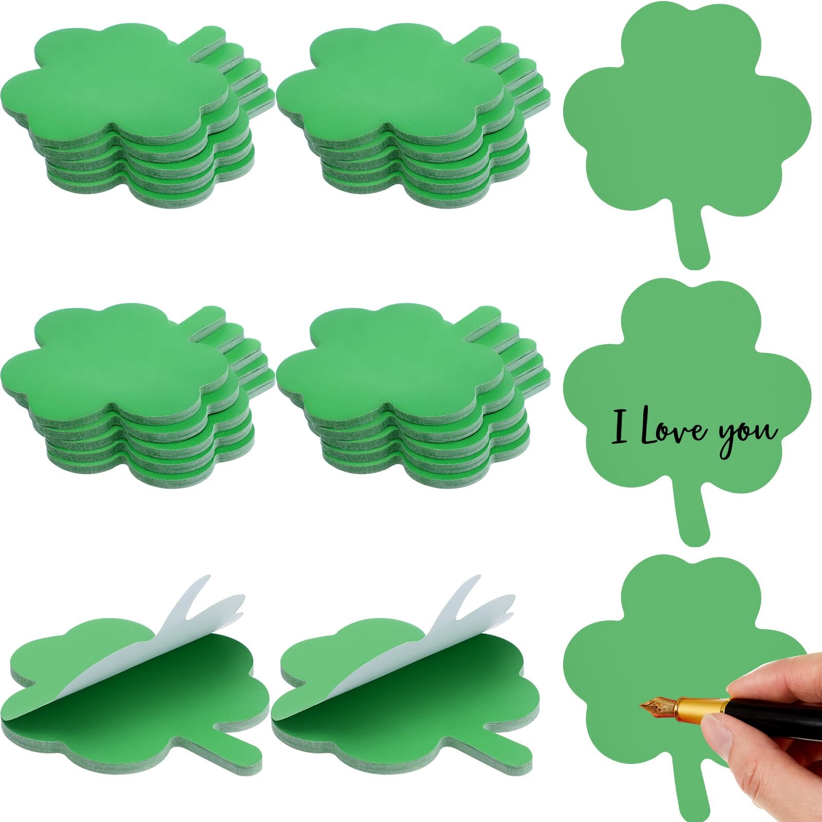 Jetec 24 Pcs St. Patrick's Day Shamrock Sticky Notepads Self Memo... 