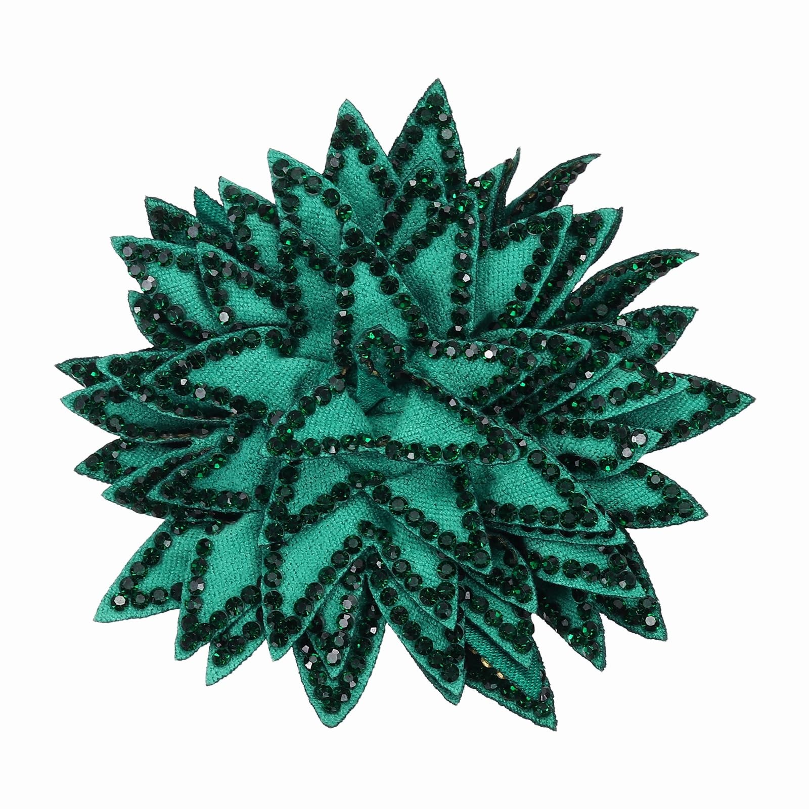 PATIKIL Flower Brooch Pin for Women, Rhinestone Rose 8cm, Green 