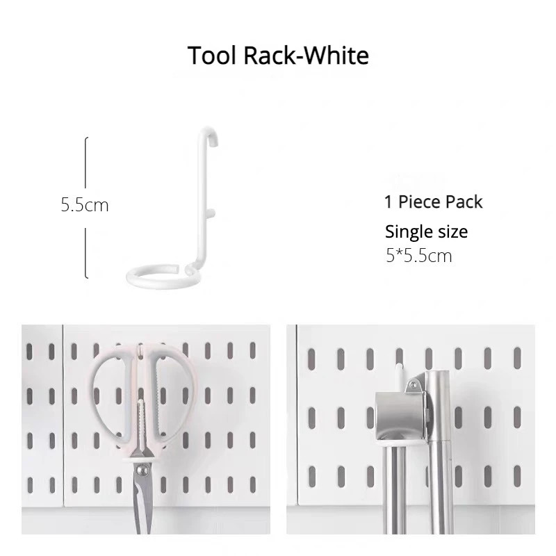 New DIY Pegboard Accessories Hanging Shelf Storage Hooks Wall Organizer No Punch