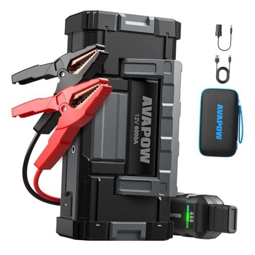  6000A Car Battery Jump Starter(for All Gas or up to 12L Diesel) Powerful Car 