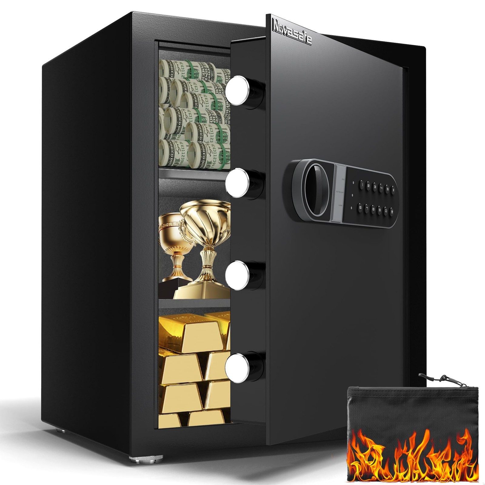 Safe Box, Home Safe with Key & Fireproof Waterproof Bag, 2.0 Cu Ft Money Safe...