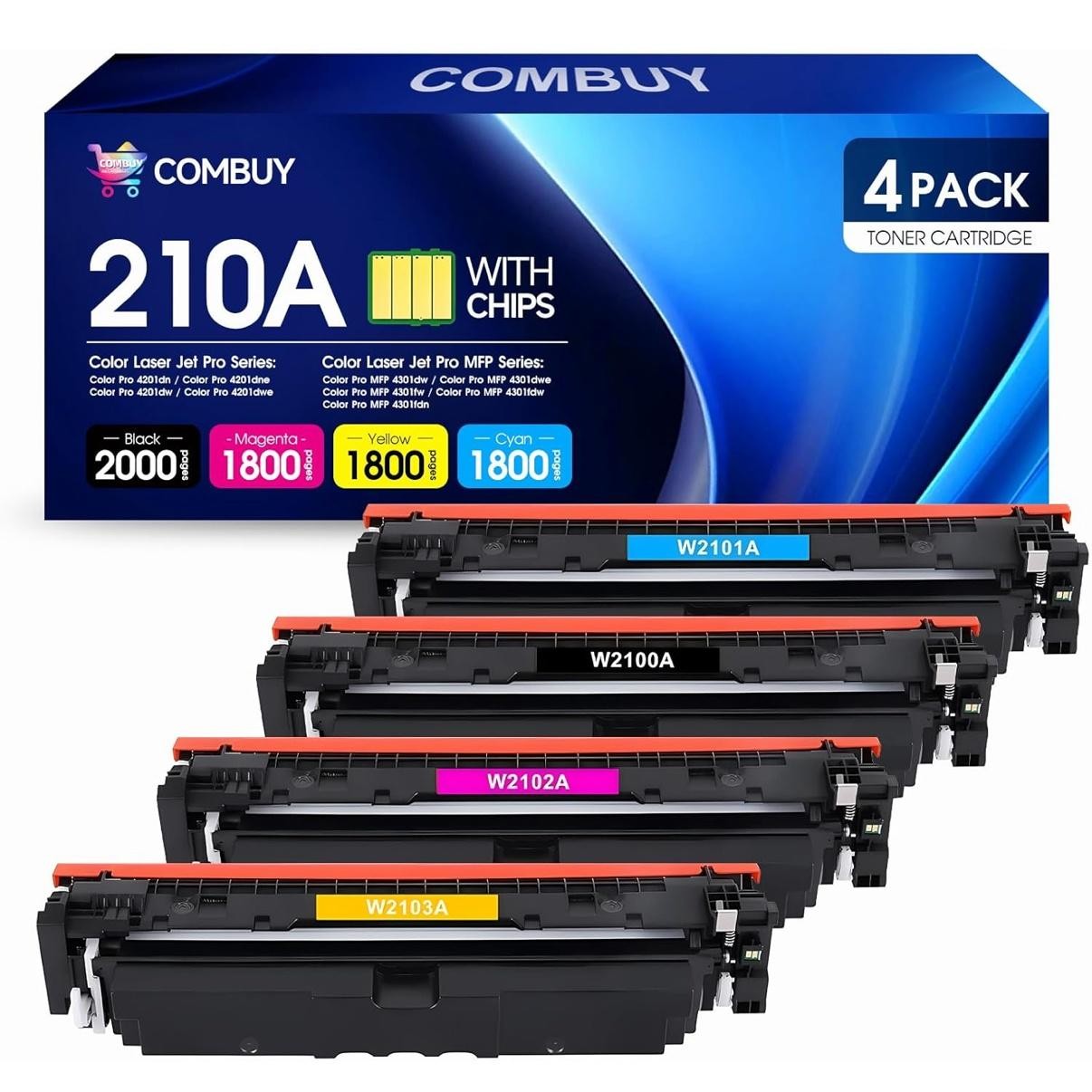 COMBUY 210A Toner Cartridges 4 Pack For HP Color LaserJet Pro 4201 4301 Printers