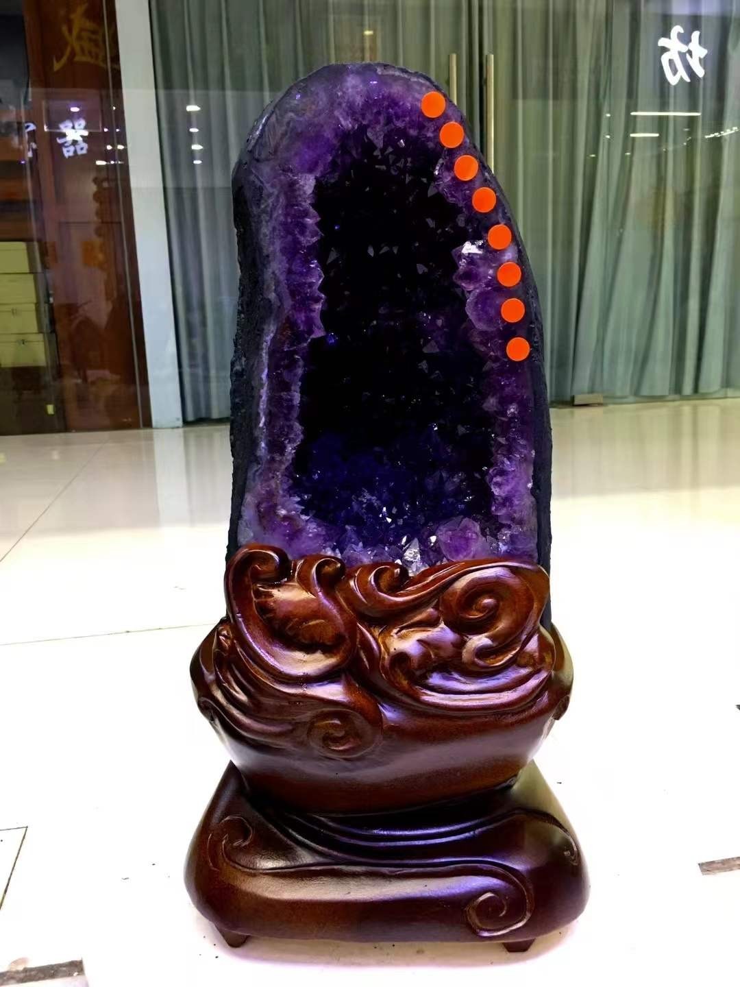 59.1LB Natural amethyst Geode Mineral Specimen Quartz Energy Healing+stand