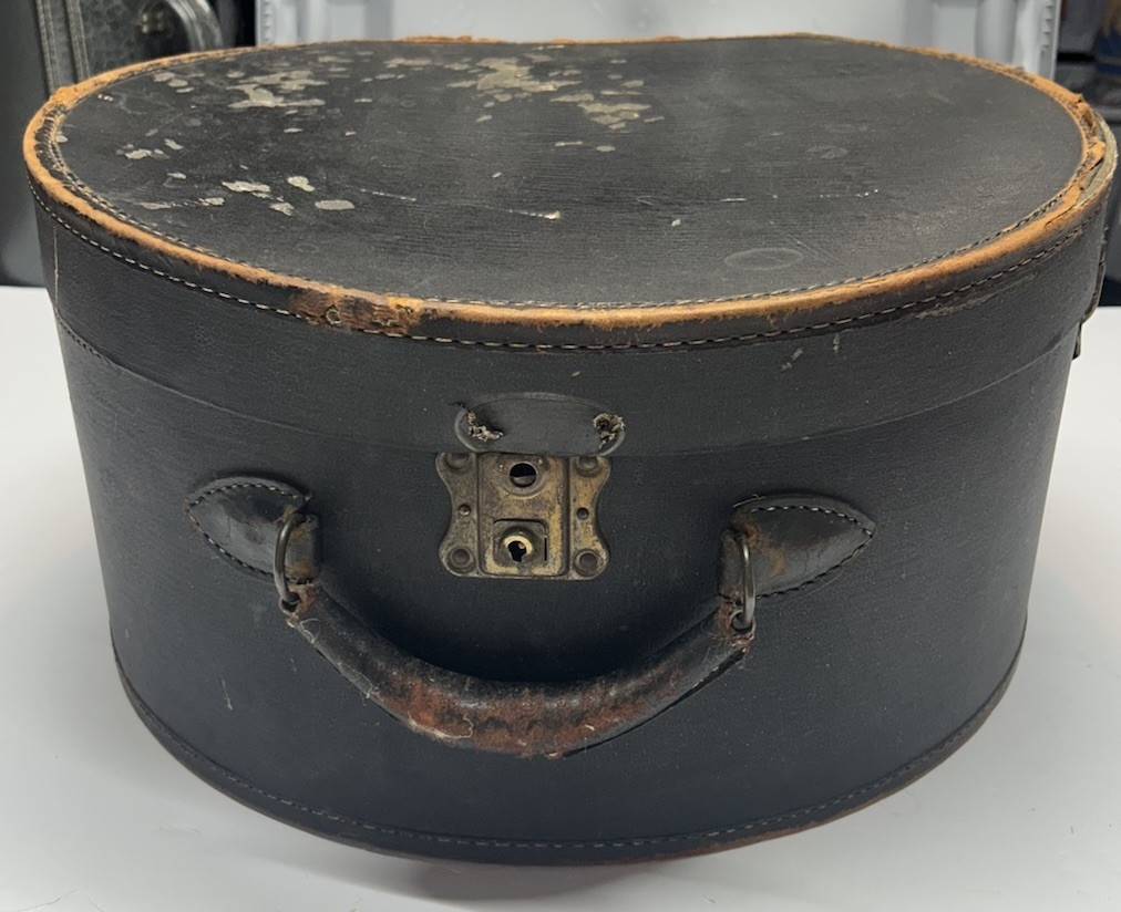 Vintage Excelsior Stamford Hat Box Suitcase Art Deco Luggage Antique Trunk Black