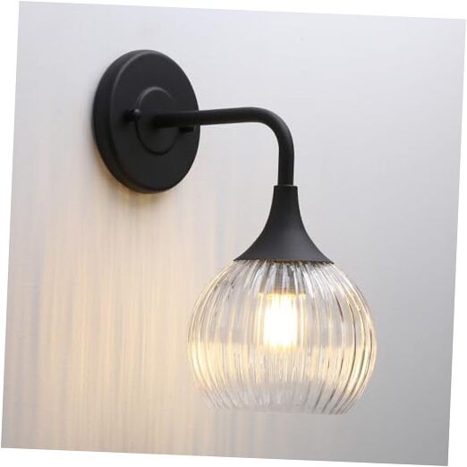  Hardwired Modern Wall Sconces, Retro Industrial Wall Black + Clear Shade