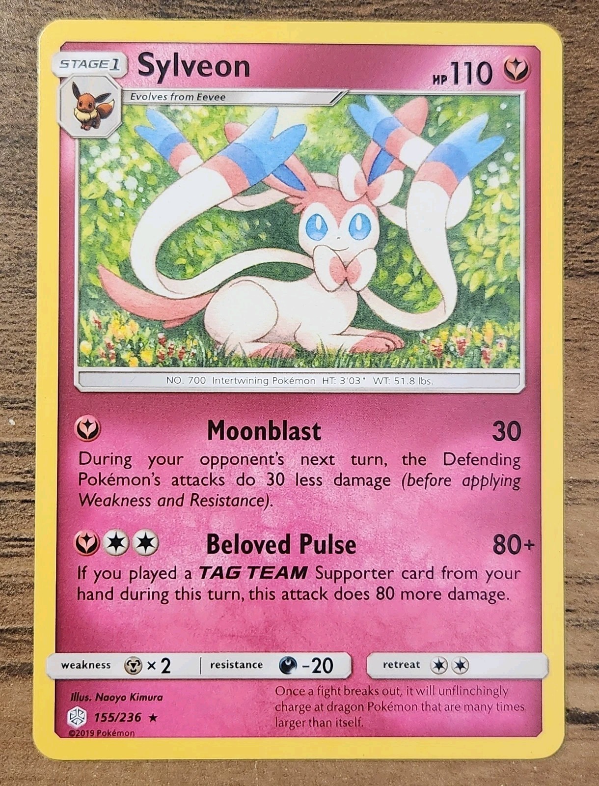 Sylveon 155/236 NM Rare 2019 Pokemon Sun & Moon Cosmic Eclipse Eeveelutions Card