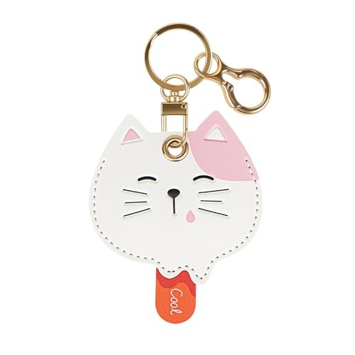 Leather for AirTag Holder, Keychain Compatible with AirTag Cases, Cute A4-Cat