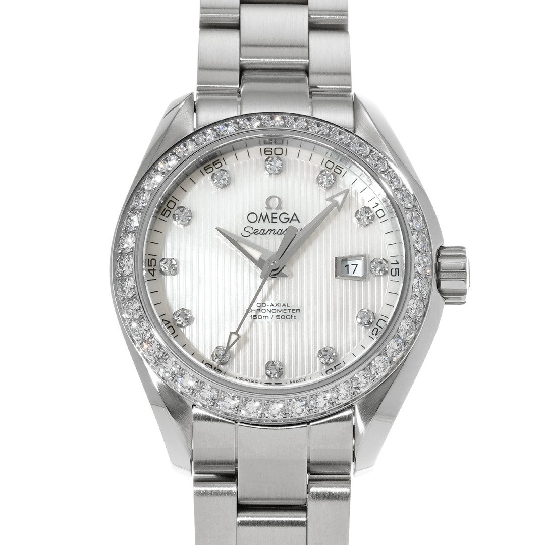 Used OMEGA 231.15.34.20.55.001 White Shell Diamond Ladies Watch from JAPAN