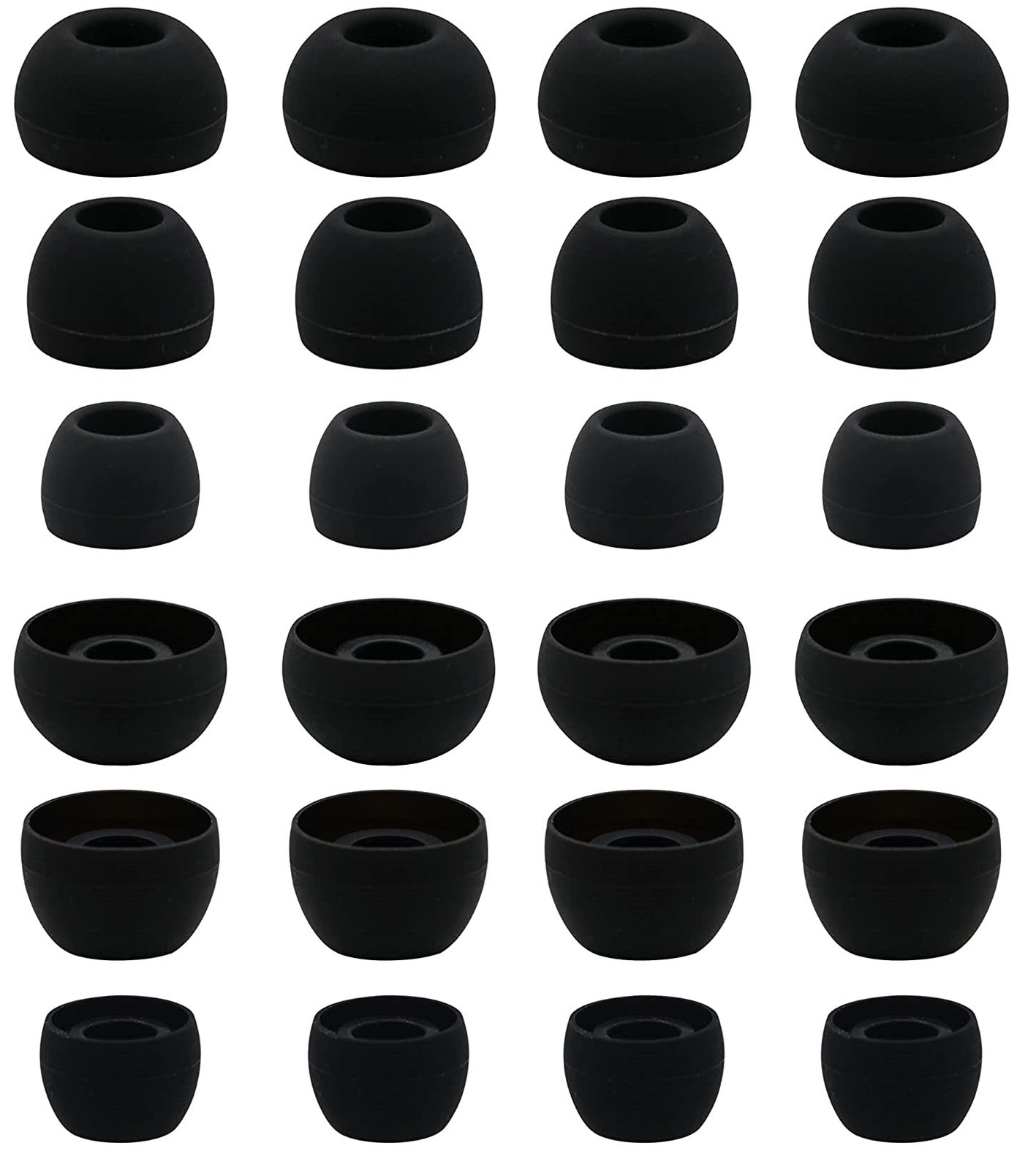 BLLQ 12 Pairs Silicone Replacement Earbud Ear Buds Tips S/M/L, Black 