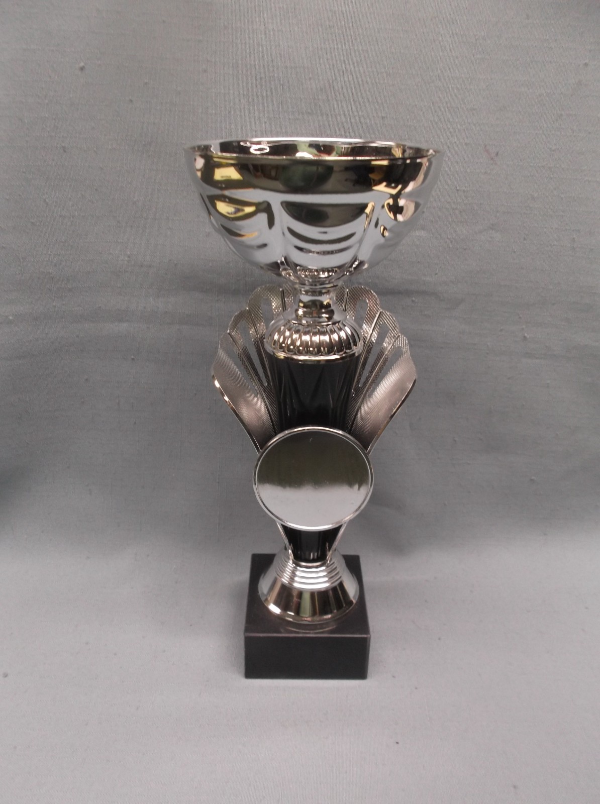 silver metal CUP trophy award black marble block base nice quality