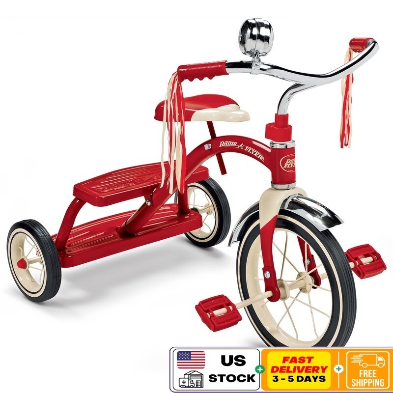 Kids Tricycle Adjustable Seat Safe Ride Rubber Tires Streamers Bell 2.5-5Y New