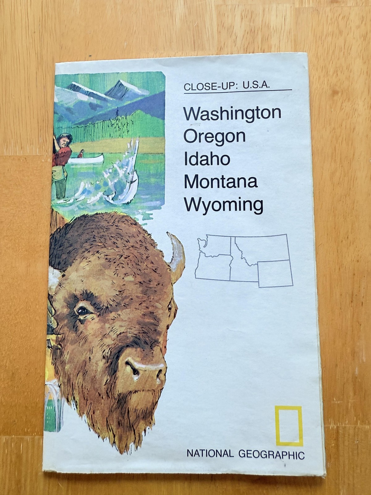 Vintage 1973 National Geographic Northwest Close-Up USA Map Washington Oregon