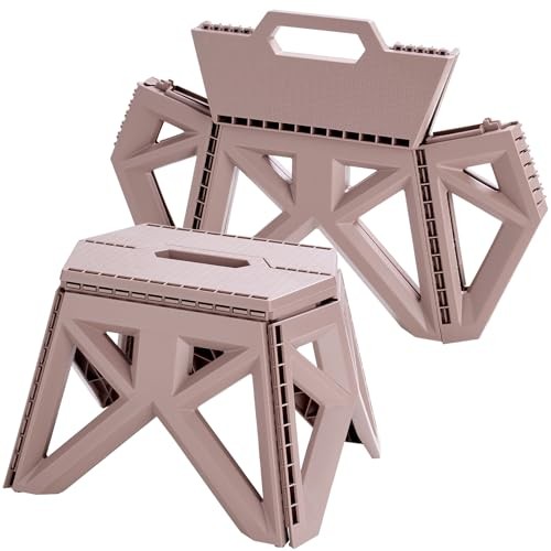 9.2" Foldable Step Stool - 300lb Capacity, Non-Slip Surface | 9.2in Brown